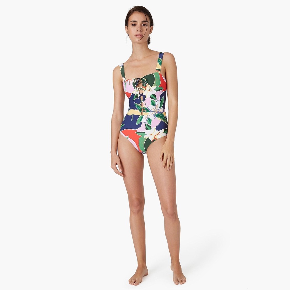 Onia Raquel lace up swimsuit in floral camo XL